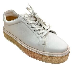 Rag & Bone White Tan Rope Kent Leather Espadrille Platform Sneakers sz 37.5 / 7